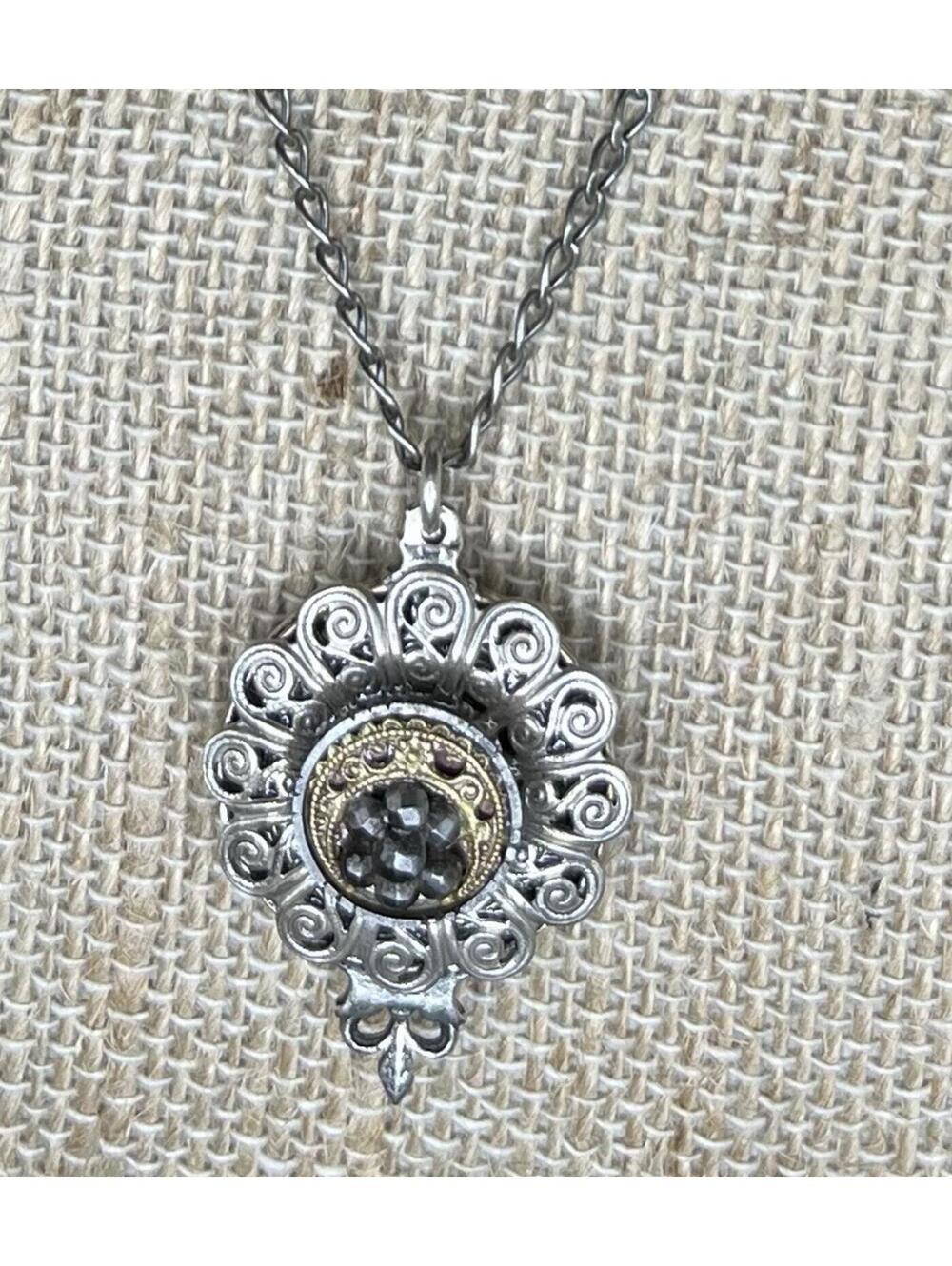 Vintage Grandmother’s Buttons Jewelry Pendant Necklace, Rare Retired Piece